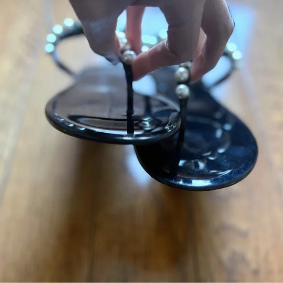 Stuart Weitzman size 11 pearl studded jelly flat sandals - Picture 5 of 10